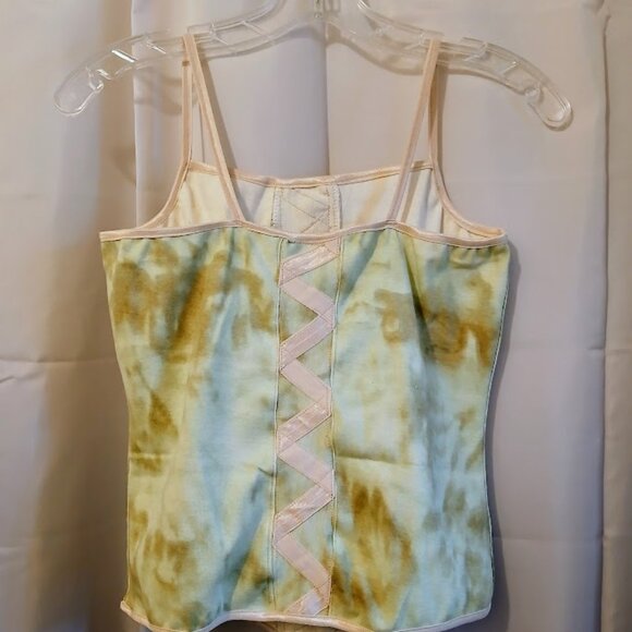 Nwt Tie Dye Corset look Tank top Cami women S Mint green brown Spaghetti strap - Picture 6 of 8